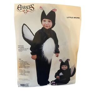 Charades Toddler 2-4 Little Skunk Jumpsuit & Tail With Matching Hood Footsies